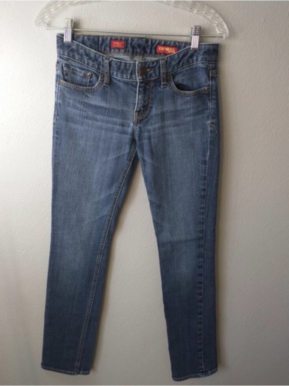 Express Skinny Jeans Women’s Size 0 Blue Medium Wash Mid Rise Stretch